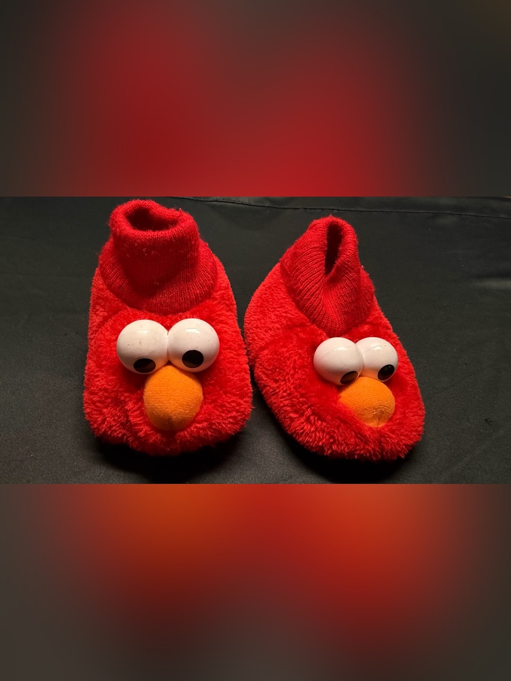 Kids Elmo-Inspired Red Plush Slip-On Shoes